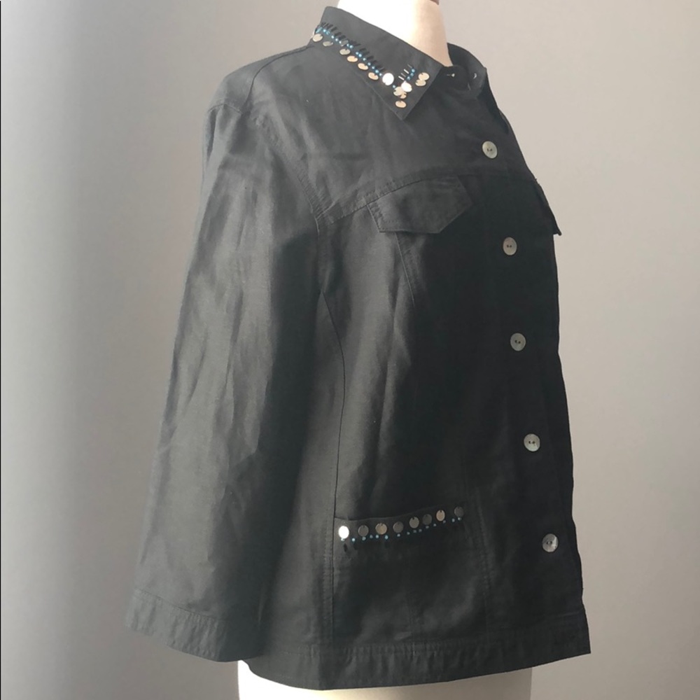 Ruby Rd. Woman Embellished Linen Blend Jacket - Picture 2 of 6